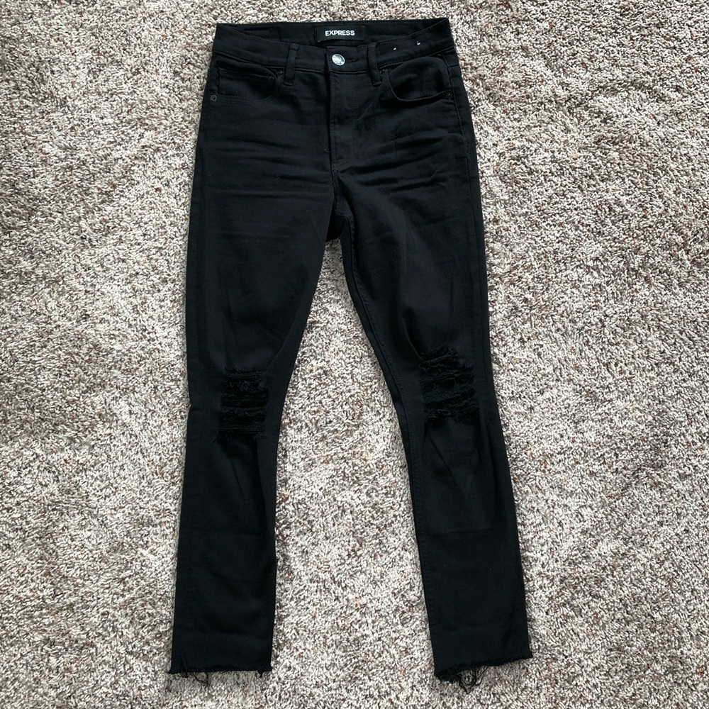 Express Black Distressed Jeggings